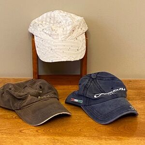 Hats- White, Brown, and Blue Caps Trio